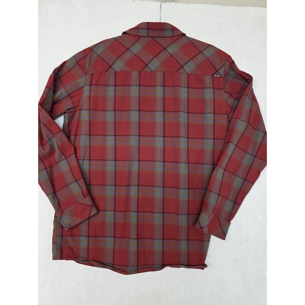 5.11 Shirt Mens XL Red Plaid Long Sleeve Snap Front Cotton Tactical Outdoor - Picture 4 of 7